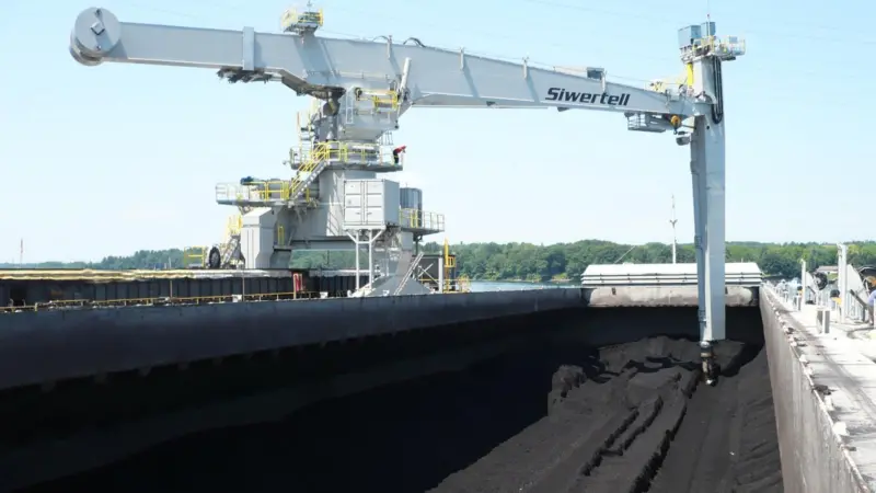 Siwertell’s rail-mounted ST 790-D screw-type unloaders help to minimise environmental impact