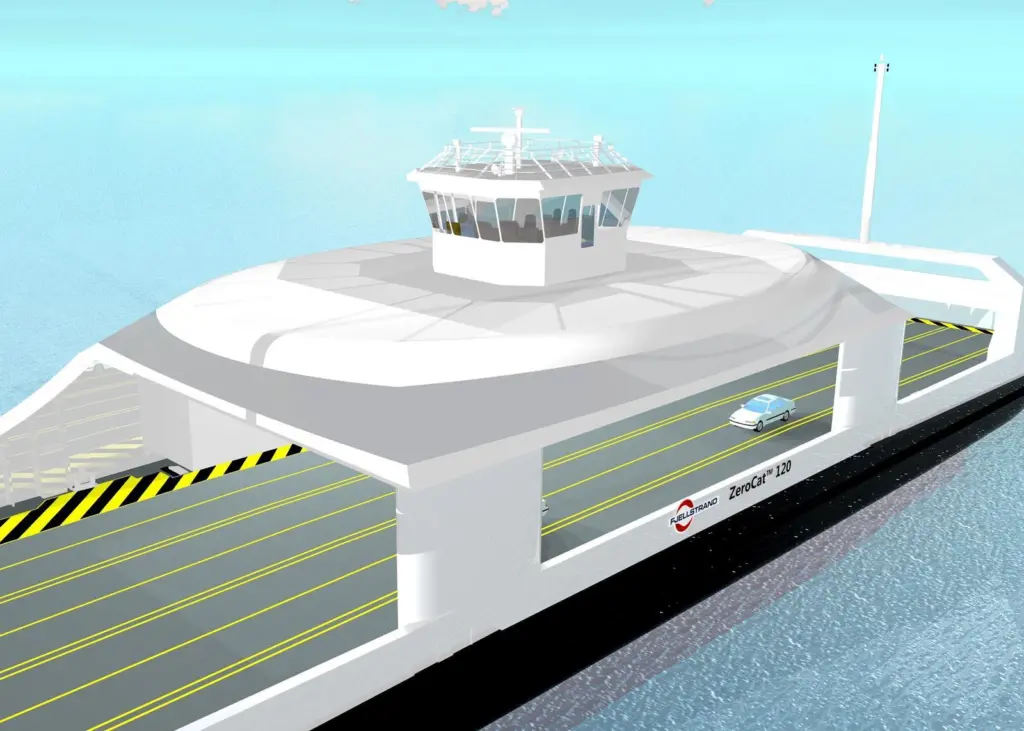 The artist’s impression of Kongsberg’s new zero emission, full-electric, autonomous ferry concept