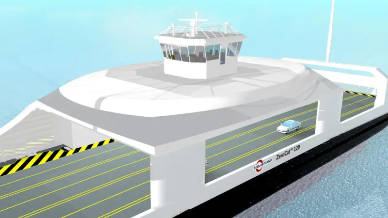 The artist’s impression of Kongsberg’s new zero emission, full-electric, autonomous ferry concept