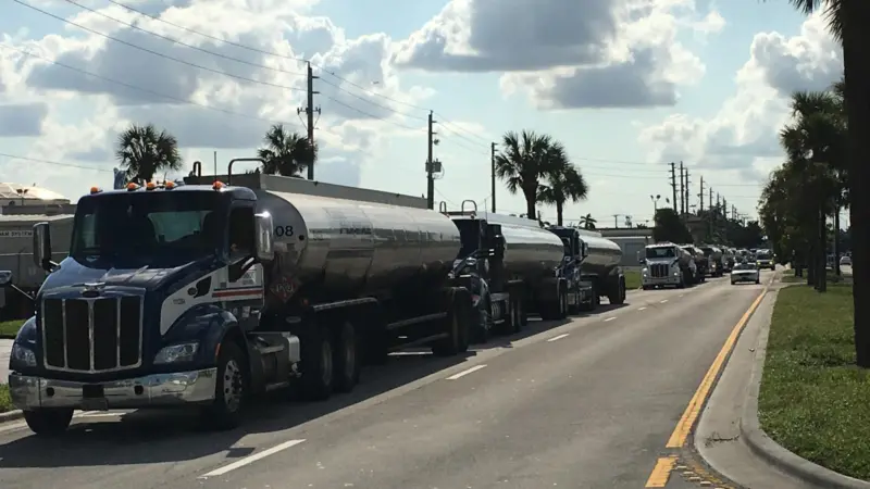 Lined up: getting supplies out of the port is a priority post-hurricanes
