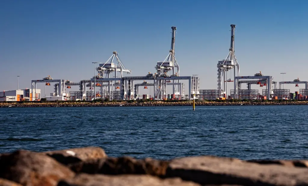 Waiting: VICT's cranes stand ready to welcome larger ships. Credit: Jonathon