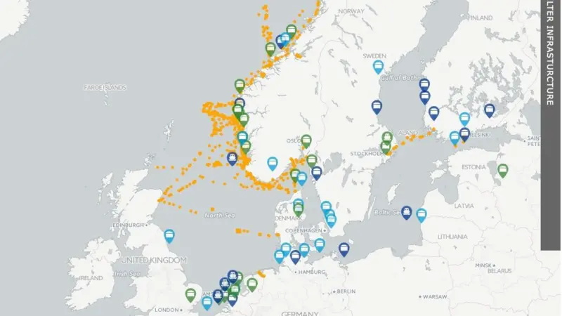 LNG bunkering facilities map