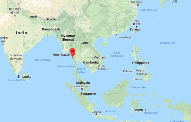 A screengrab of the location of Dawei. Image: Google Maps