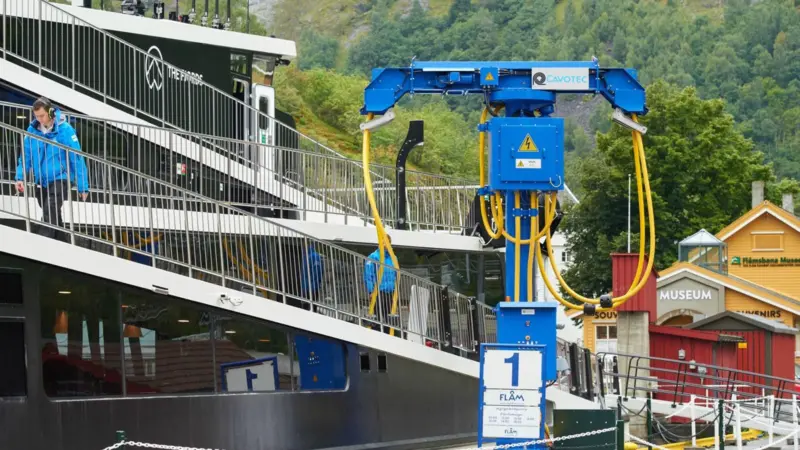 Cavotec has also fitted out a terminal in Flåm Norway which services the Vision of the Fjords hybrid passenger ferry