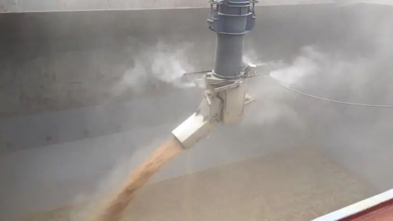 The Dry Fog Dust Suppression Systems add less than 0.25% moisture so they can work with grain