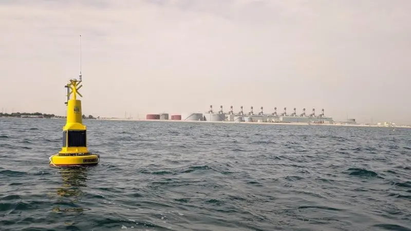 The buoys integrate a real time non-contact hydrocarbon sensor in the high visibility top frame design
