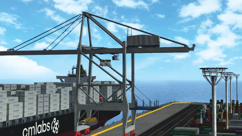 CM Labs has joined forces with ZPMC to develop simulation-based operator training for ZPMC’s remote desk-controlled STS cranes