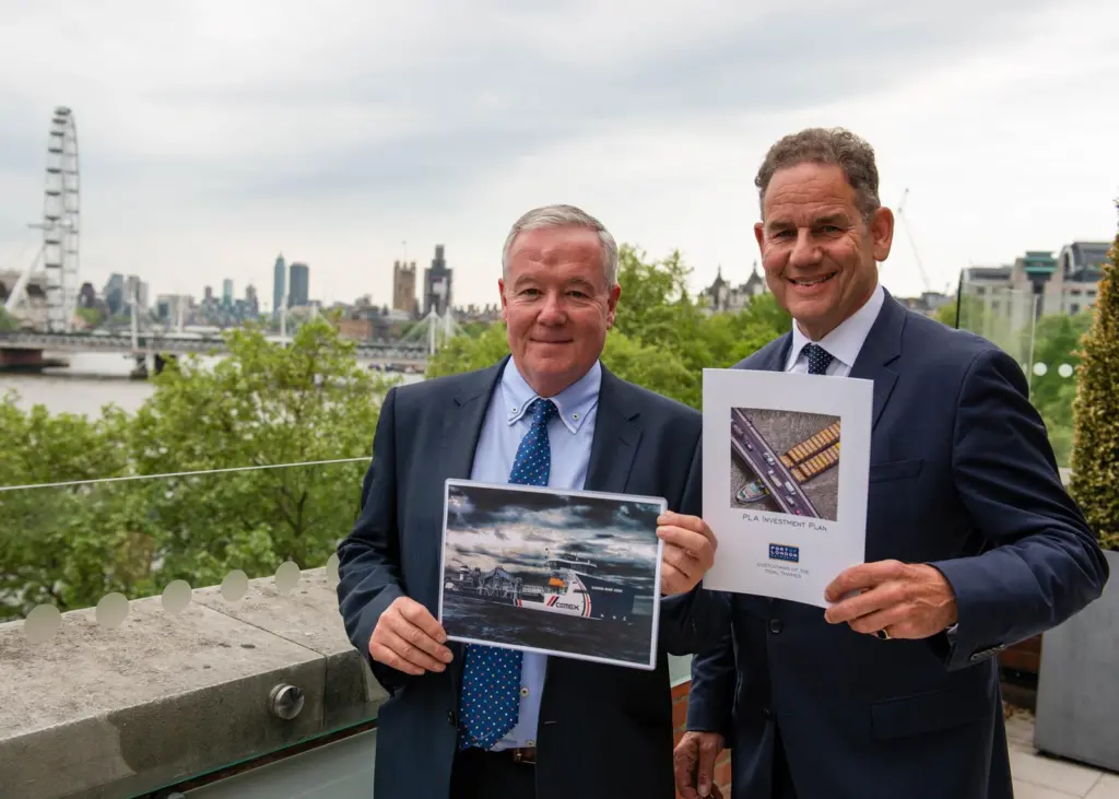 Marking the launch of the PLA Investment Plan are, from left, Andrew Wilson, supply chain manager at CEMEX, and Christopher Rodrigues Photo: PLA