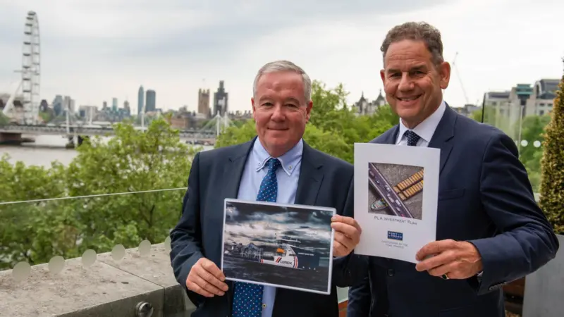 Marking the launch of the PLA Investment Plan are, from left, Andrew Wilson, supply chain manager at CEMEX, and Christopher Rodrigues Photo: PLA