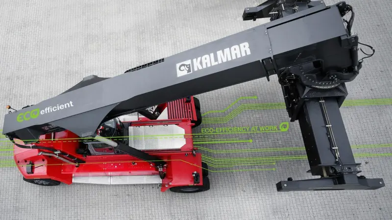 The Kalmar Eco Reachstacker is the first solution in Kalmar's new eco-efficient portfolio