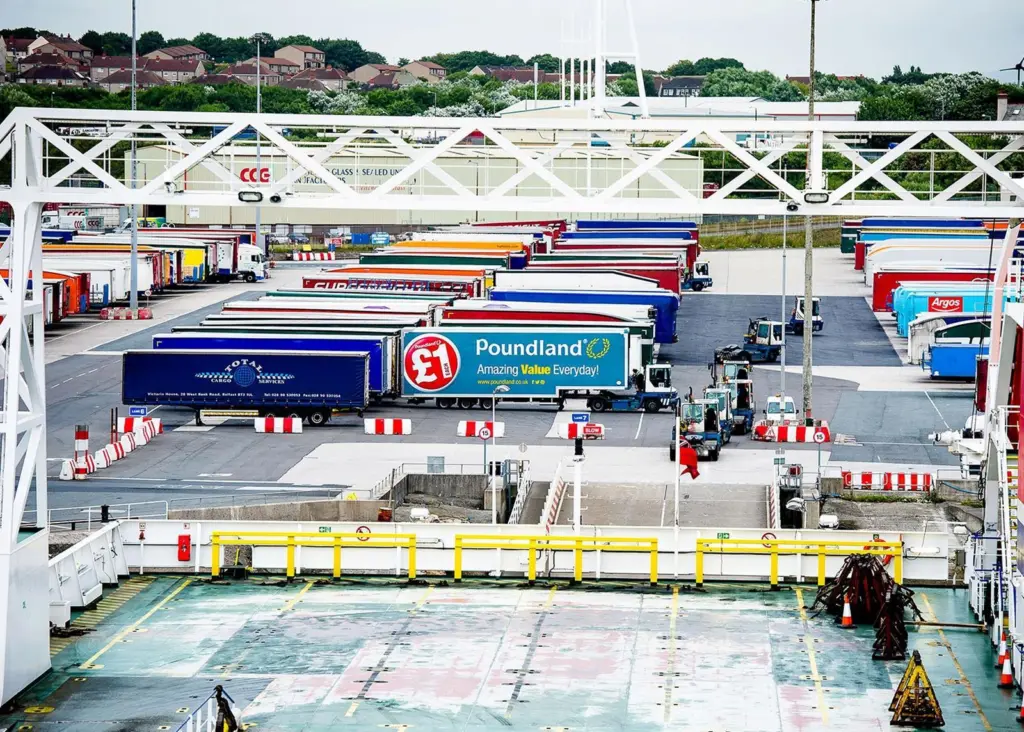 Unaccompanied trailers being moved by tug Photo: Peel Ports Group