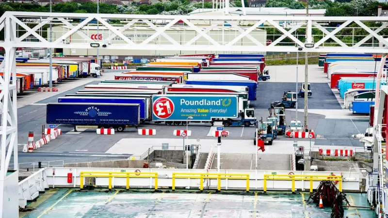 Unaccompanied trailers being moved by tug Photo: Peel Ports Group