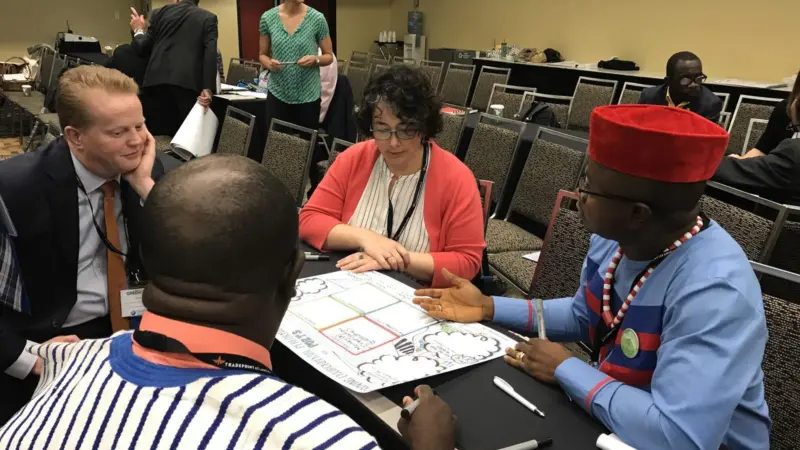 Delegates at the congress work on industry-specific mindmaps. Credit: Sprott Planning & Environment
