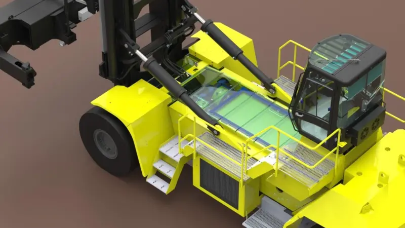 Hyster aims to offer the fuel cell and battery powered container handler with a choice of charging options Photo: Hyster