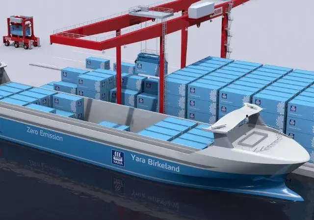 'Yara Birkeland' is a concept battery-operated container vessel being built to reduce costs and enable zero emissions Photo: Yara