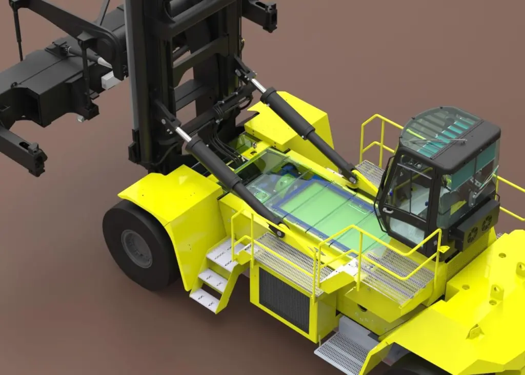 It is intended that the Hyster truck entering development will be fuelled by the Nuvera cell combined with a lithium-ion battery Photo: Hyster and CCI
