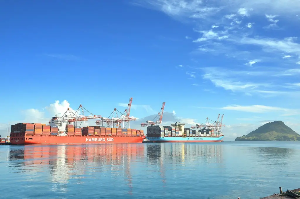 View of cargo ships at the Port of Tauranga