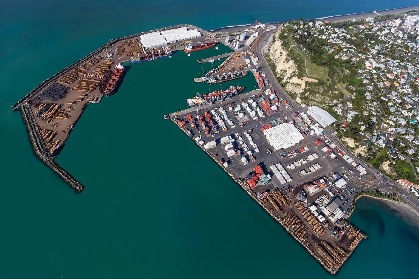 Aerial view of the Port of Napier.
