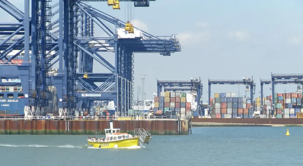 Felixstowe has already improved emissions after the council's imposition of an Air Quality Management Area on the port. Credit: Amanda Slater, Flickr, CC BY-SA 2.0 ort of Felixstowe is one example. In 2009, the local council imposed an Air Quality Man