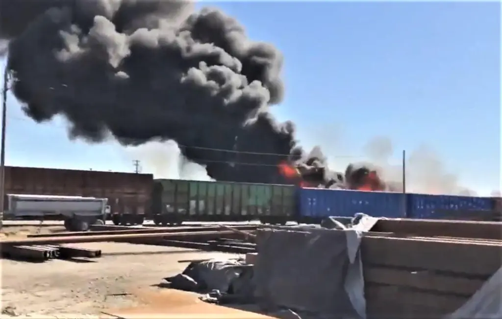 Firefighter footage of the blaze. Credit: Stockton Firefighters Local 456