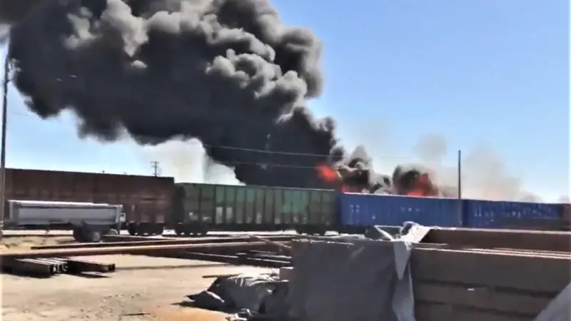 Firefighter footage of the blaze. Credit: Stockton Firefighters Local 456