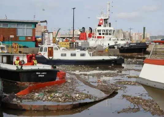 A clean-up operation is underway at the Port of Durban Photo: Transnet