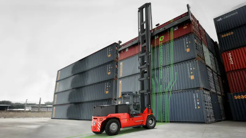 Kalmar has unveiled a new all-electric empty container handler Photo: Cargotec