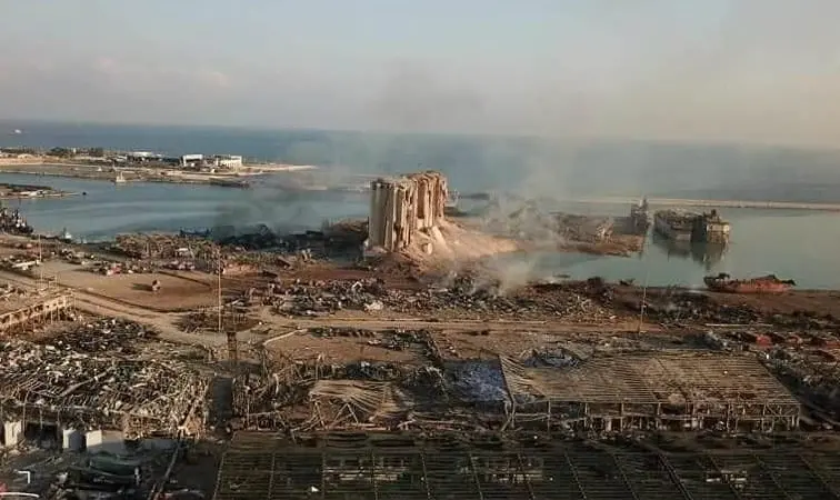 It is believed people remain trapped beneath the rubble at the port Photo: Roi Kais/Twitter