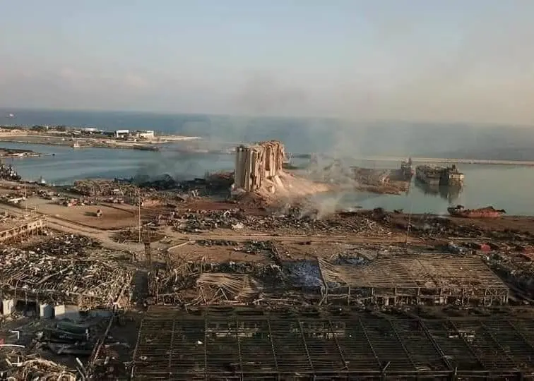 It is believed people remain trapped beneath the rubble at the port Photo: Roi Kais/Twitter