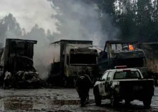burnt trucks