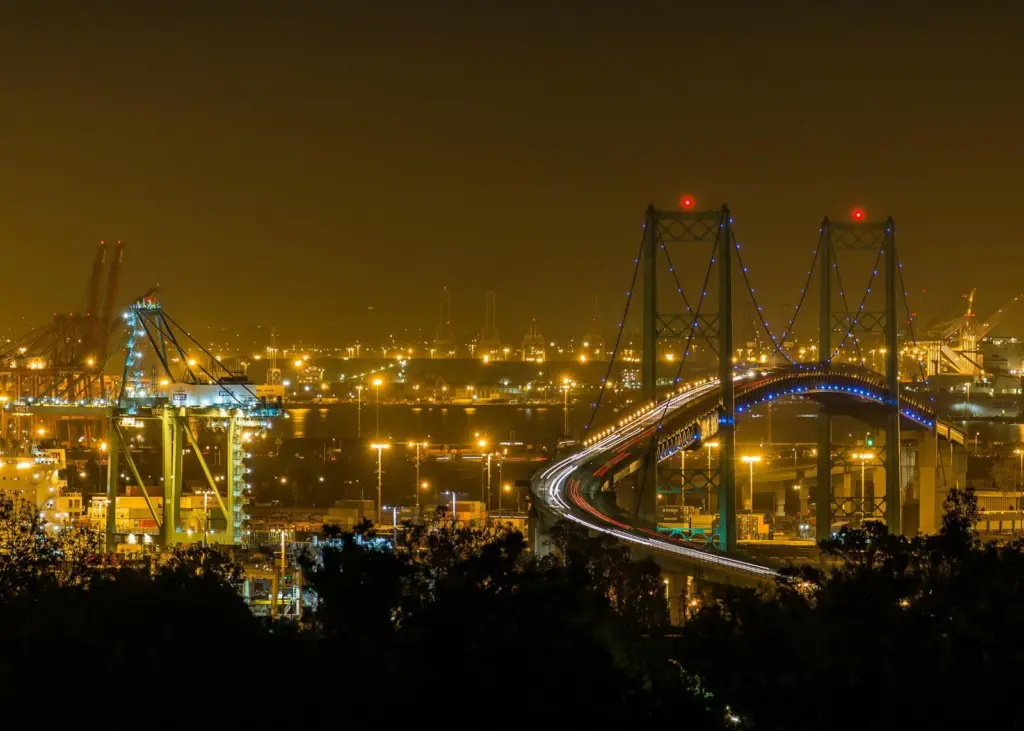 New funding will help pay for construction improvements at the Vincent Thomas Bridge significantly reducing delays, accidents and emissions at the port Photo: POLA