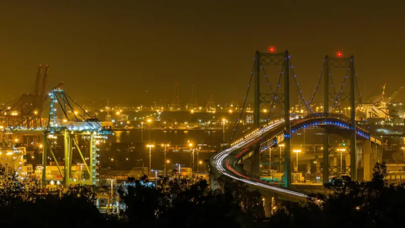 New funding will help pay for construction improvements at the Vincent Thomas Bridge significantly reducing delays, accidents and emissions at the port Photo: POLA