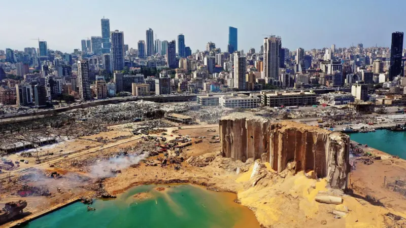 The blast in August left the Port of Beirut almost completely destroyed Photo: AFP via Getty Images