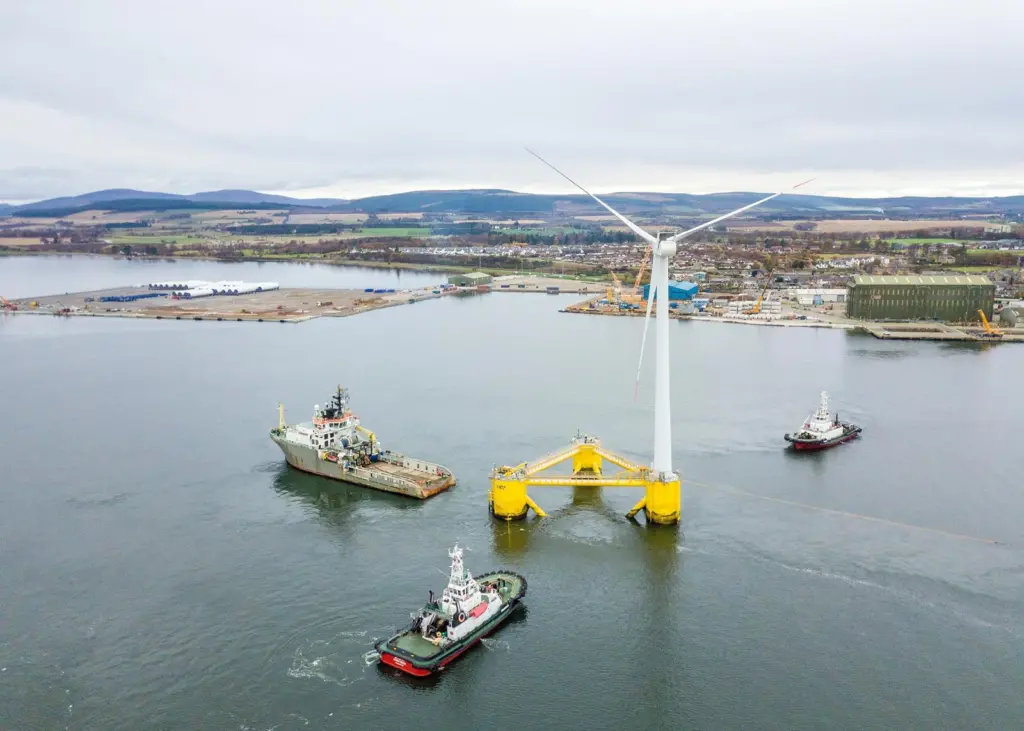 WindFloat 1 demonstration unit, a floating offshore wind unit based in the Cromarty Firth Photo: Opportunity Cromarty Firth