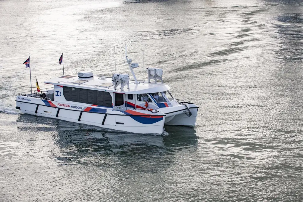 Hydroville was the first class approved passenger ferry which is powered with two dual fuel hydrogen-diesel drive trains Photo: CMB