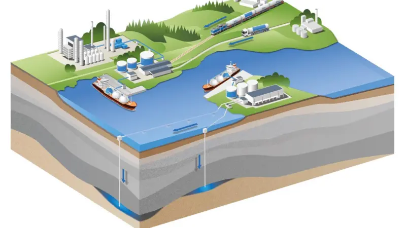 CCS involves trapping carbon, liquefying it and then storing it deep underground Photo: Gothenburg Port Authority