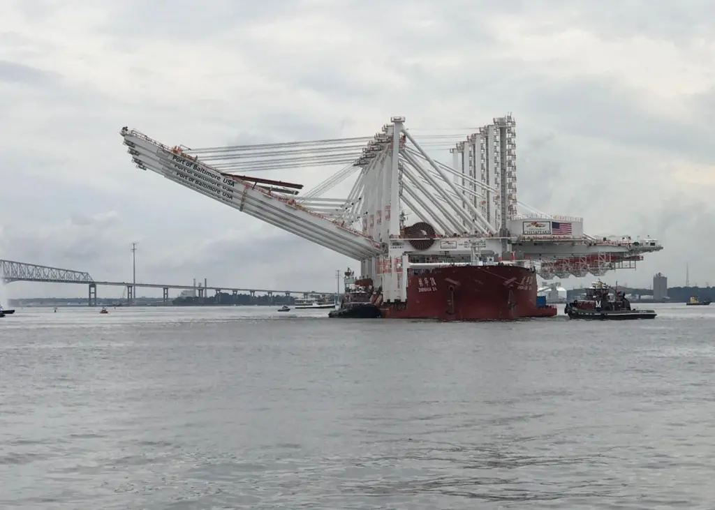cranes arriving at Port of Baltimore