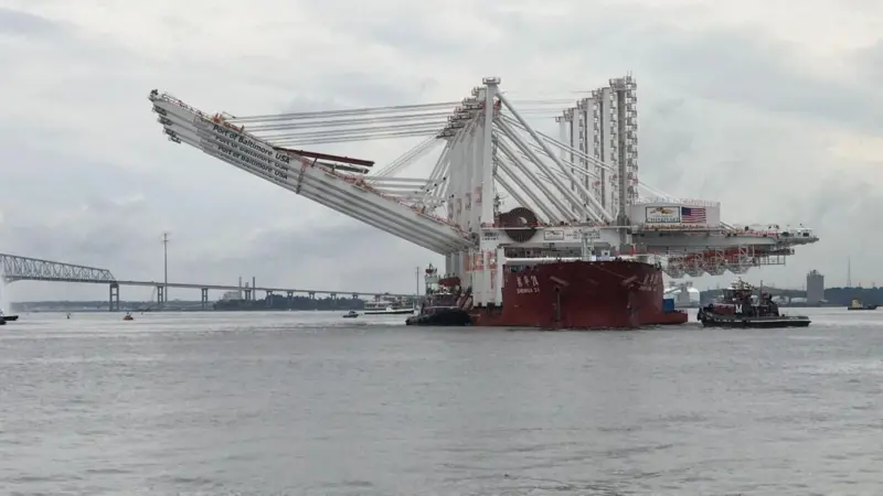 cranes arriving at Port of Baltimore