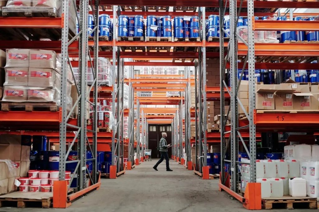 Logistics warehouse with boxes
