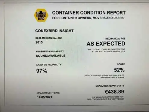 Conex Bird container condition report highlights