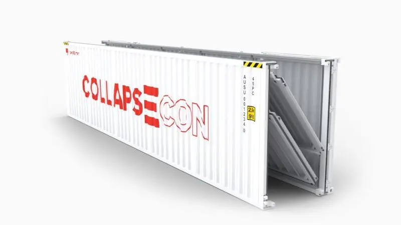 COLLAPSECON are intermodal containers that cleverly fold up using a fully-automated station