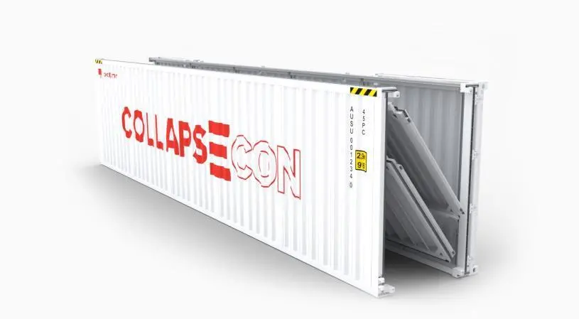 COLLAPSECON are intermodal containers that cleverly fold up using a fully-automated station