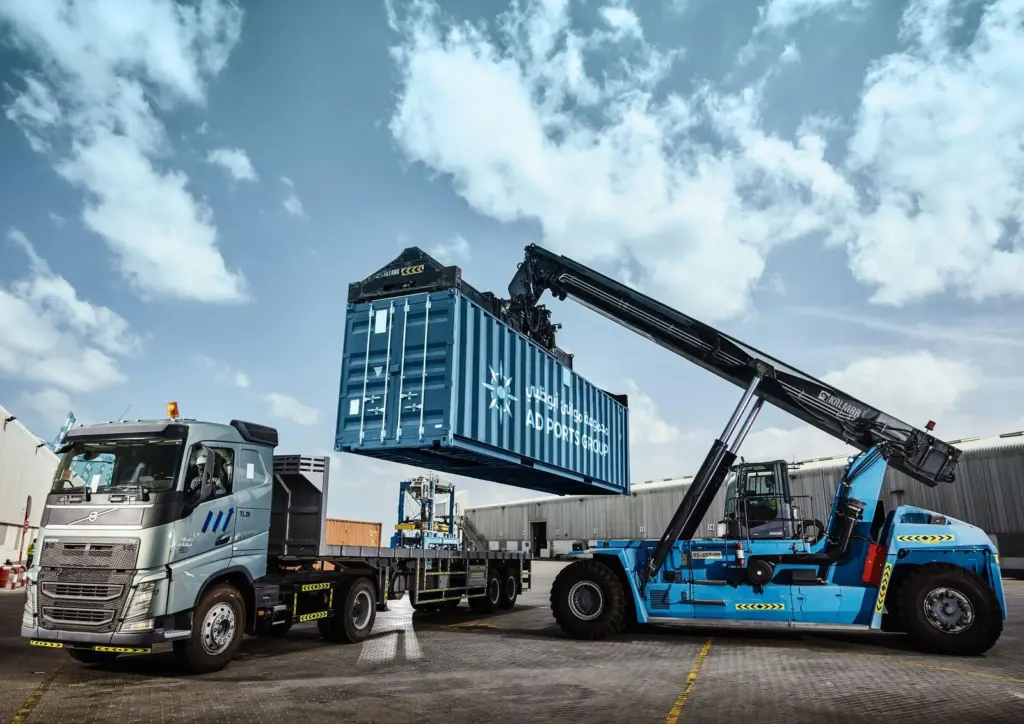 Crane lifting AD Ports Group container