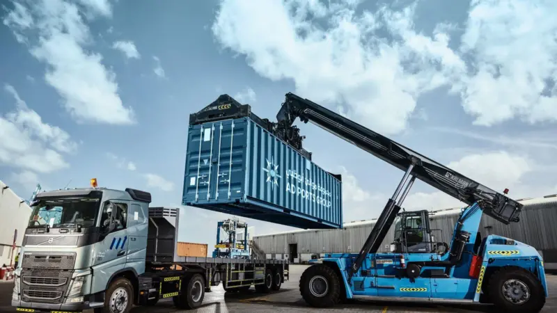 Crane lifting AD Ports Group container