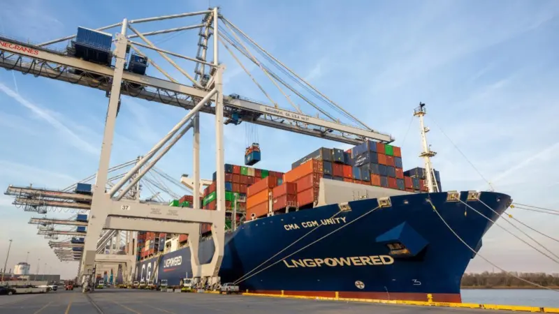 CMA CGM Unity LNG-powered ship at the Port of Savannah