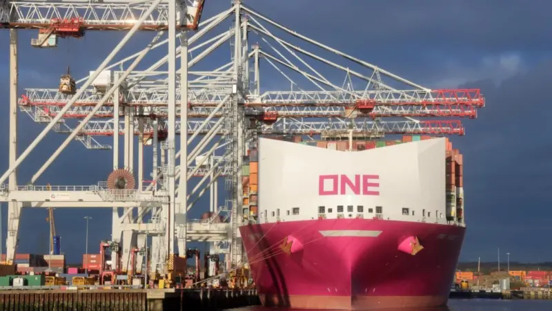 The ONE 'Trust' at dock in Southampton, UK