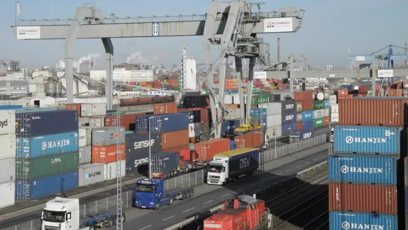 Cargo and shipping containers in port