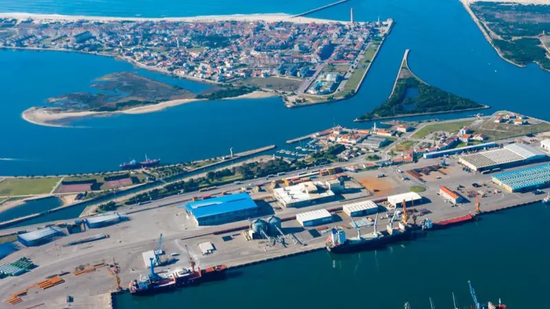 An overhead shot of the Port of Aveiro