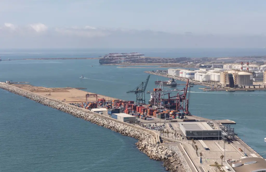 Aerial view of the Energy and Adossat wharves at the Port of Barcelona