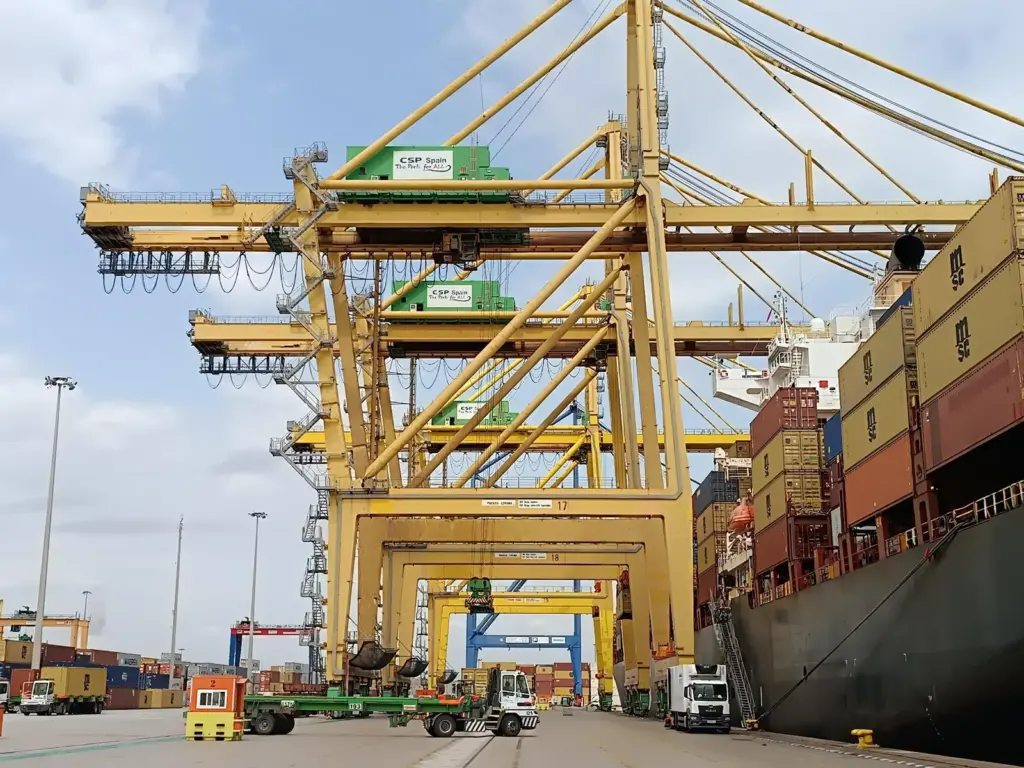 Cranes ready to unload cargo at the Port of Valencia